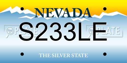 S233LE Nevada License Plate