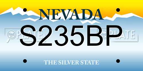S235BP Nevada License Plate