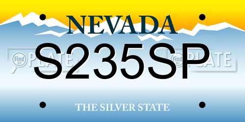 S235SP Nevada License Plate