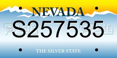 S257535 Nevada License Plate