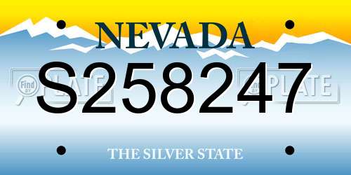 S258247 Nevada License Plate