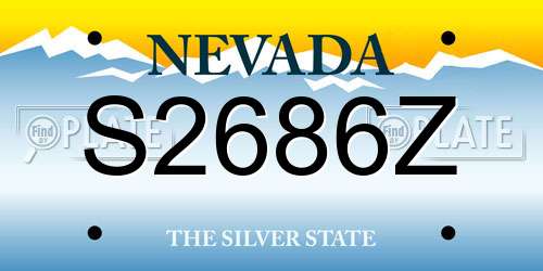 S2686Z Nevada License Plate