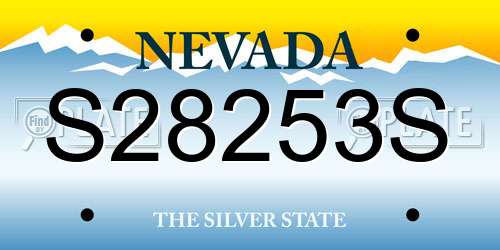 S28253S Nevada License Plate