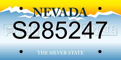 S285247 Nevada License Plate