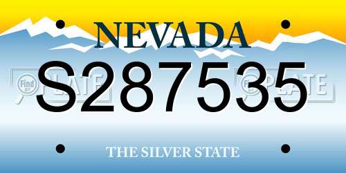 S287535 Nevada License Plate