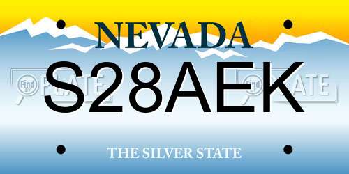 S28AEK Nevada License Plate