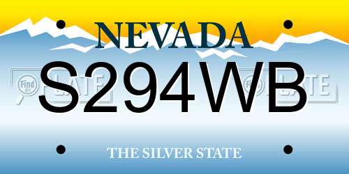 S294WB Nevada License Plate