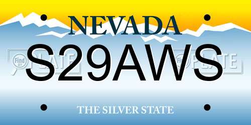 S29AWS Nevada License Plate
