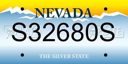 S32680S Nevada License Plate