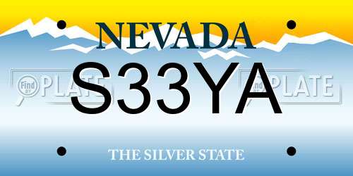 S33YA Nevada License Plate