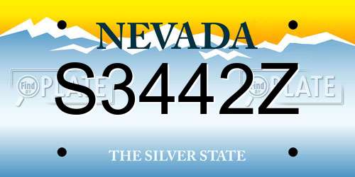 S3442Z Nevada License Plate