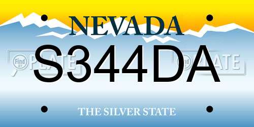 S344DA Nevada License Plate
