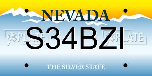 S34BZI Nevada License Plate