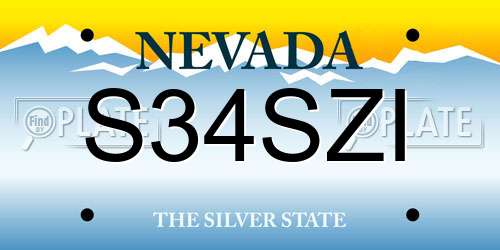S34SZI Nevada License Plate