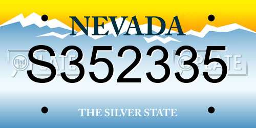 S352335 Nevada License Plate