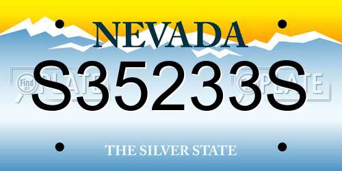 S35233S Nevada License Plate