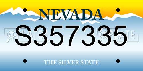 S357335 Nevada License Plate