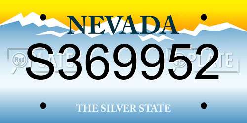 S369952 Nevada License Plate