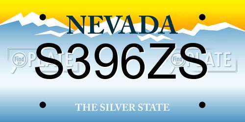 S396ZS Nevada License Plate