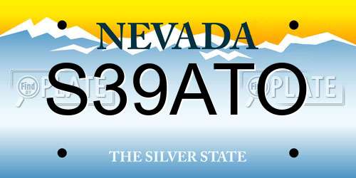 S39ATO Nevada License Plate