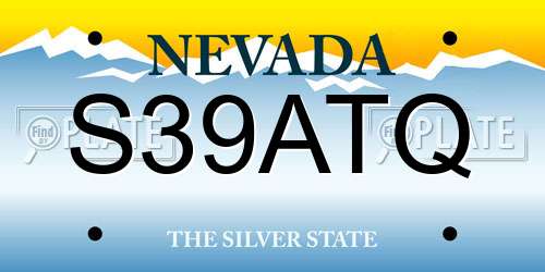 S39ATQ Nevada License Plate