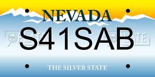S41SAB Nevada License Plate