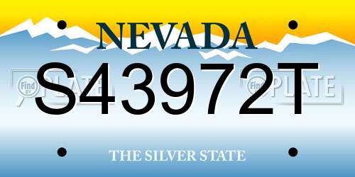 S43972T Nevada License Plate