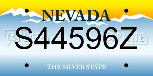 S44596Z Nevada License Plate