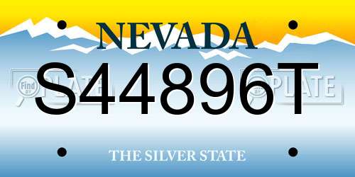 S44896T Nevada License Plate