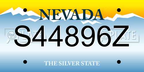 S44896Z Nevada License Plate