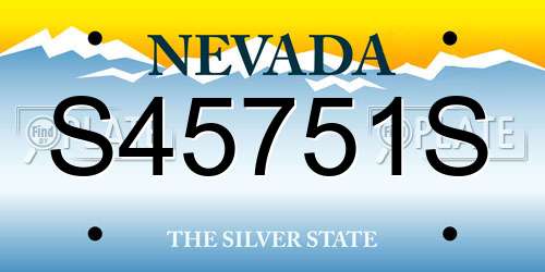 S45751S Nevada License Plate