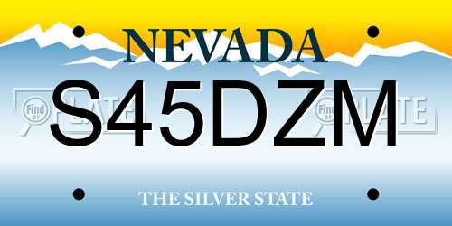 S45DZM Nevada License Plate