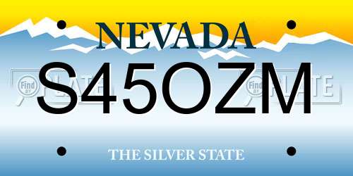 S45OZM Nevada License Plate