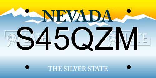 S45QZM Nevada License Plate