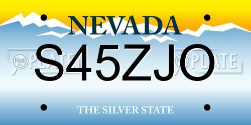S45ZJO Nevada License Plate