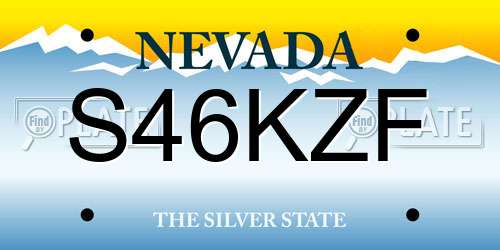 S46KZF Nevada License Plate