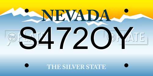 S472OY Nevada License Plate