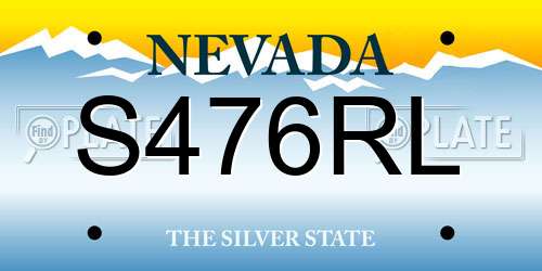 S476RL Nevada License Plate