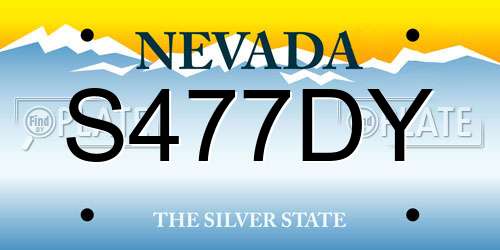 S477DY Nevada License Plate