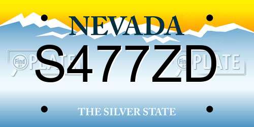 S477ZD Nevada License Plate