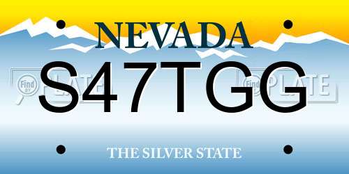 S47TGG Nevada License Plate