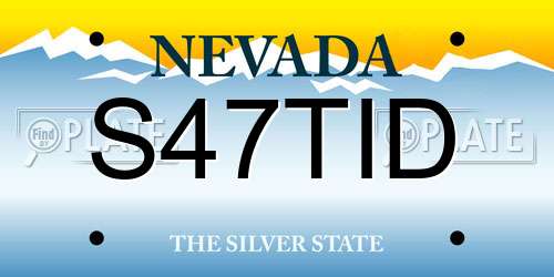 S47TID Nevada License Plate