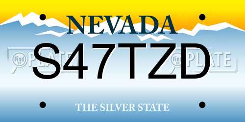 S47TZD Nevada License Plate