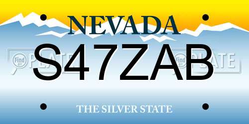 S47ZAB Nevada License Plate
