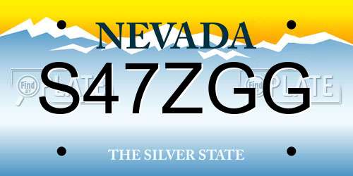 S47ZGG Nevada License Plate