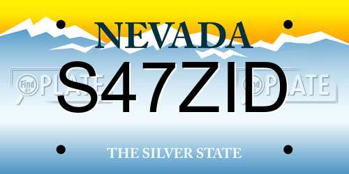 S47ZID Nevada License Plate