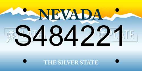 S484221 Nevada License Plate