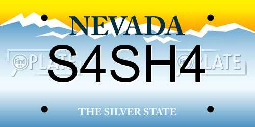 S4SH4 Nevada License Plate