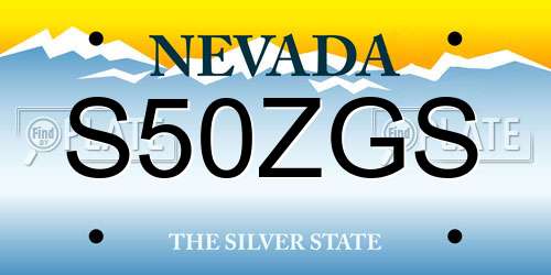 S50ZGS Nevada License Plate