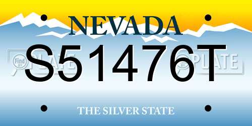 S51476T Nevada License Plate